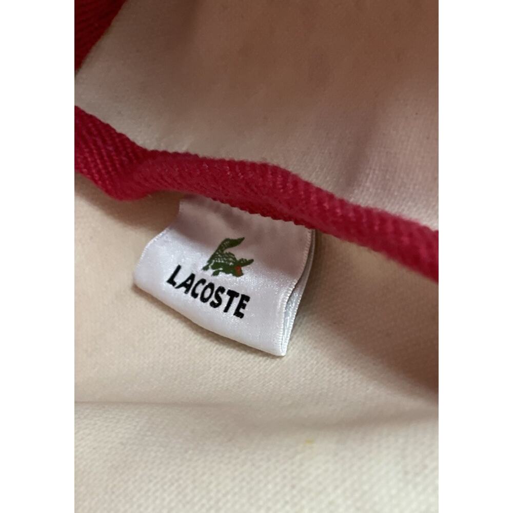 Lacoste Canvas Beach Tote Bag Tropical Pink Orange Shopper w/ Zip Pouch - Picture 5 of 14